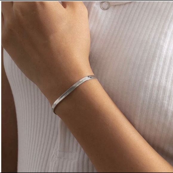 Gold, Silver, and Rose Gold Herringbone Bracelet - Picture 4 of 10